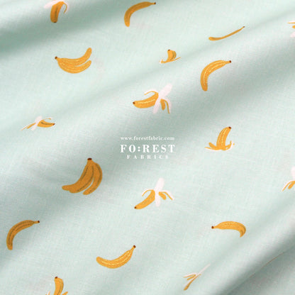 cotton - orchard Bananas - Mint Metallic fabric