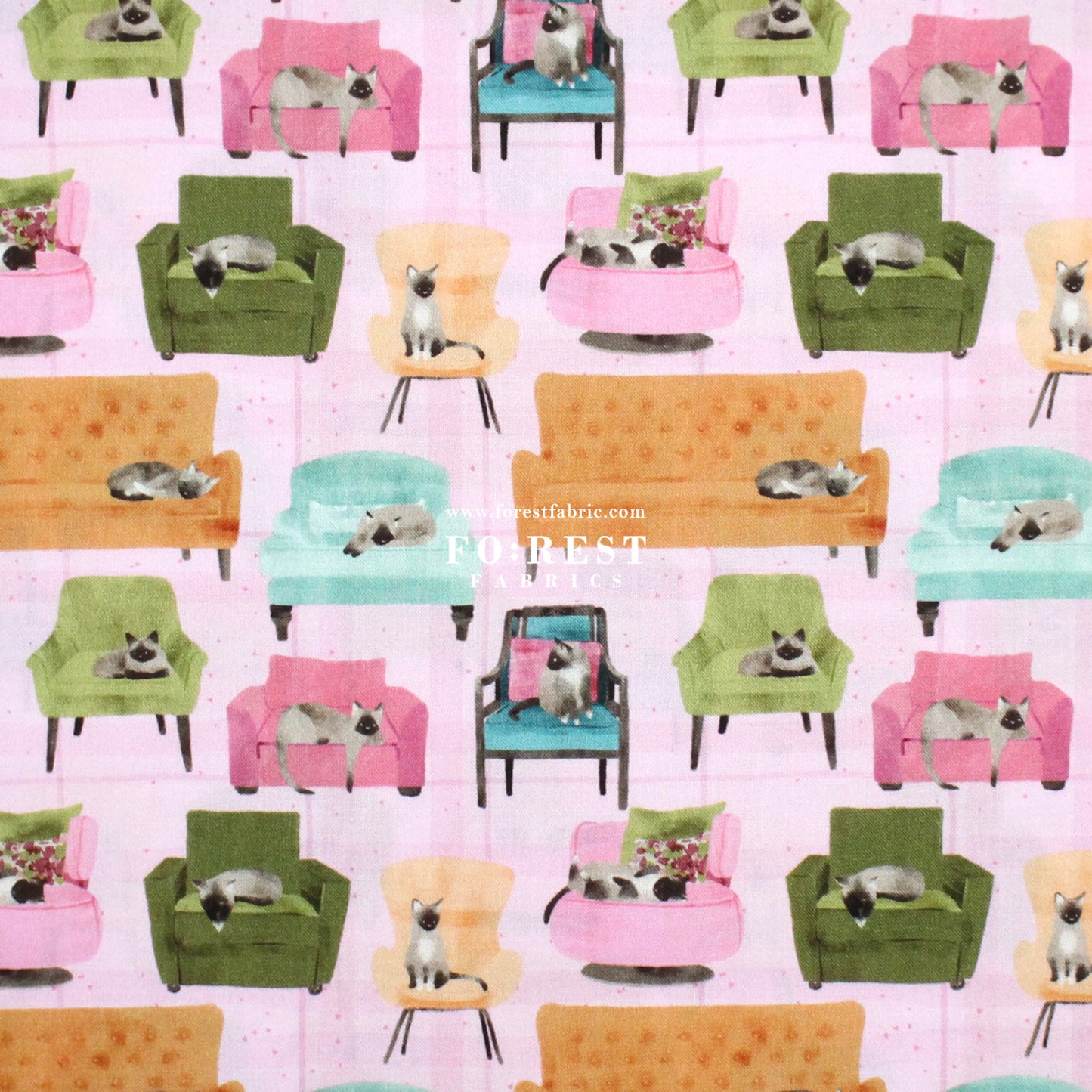 cotton - Lounge Cats fabric