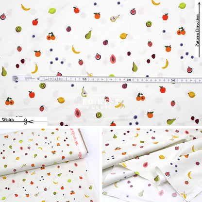 cotton - orchard Fruit Orchard - Cream fabric