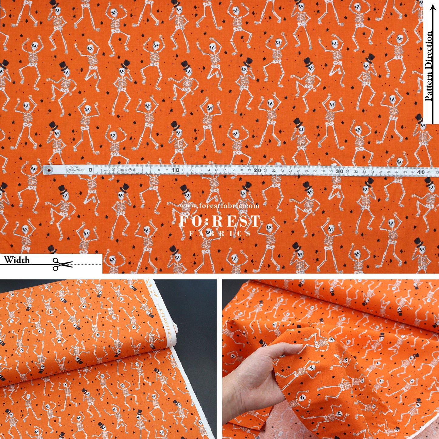 cotton - Ghosts Orange fabric