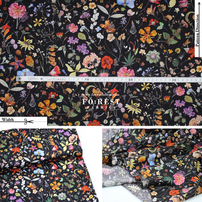 Liberty of London (Cotton Tana Lawn Fabric) - Floral eve Black