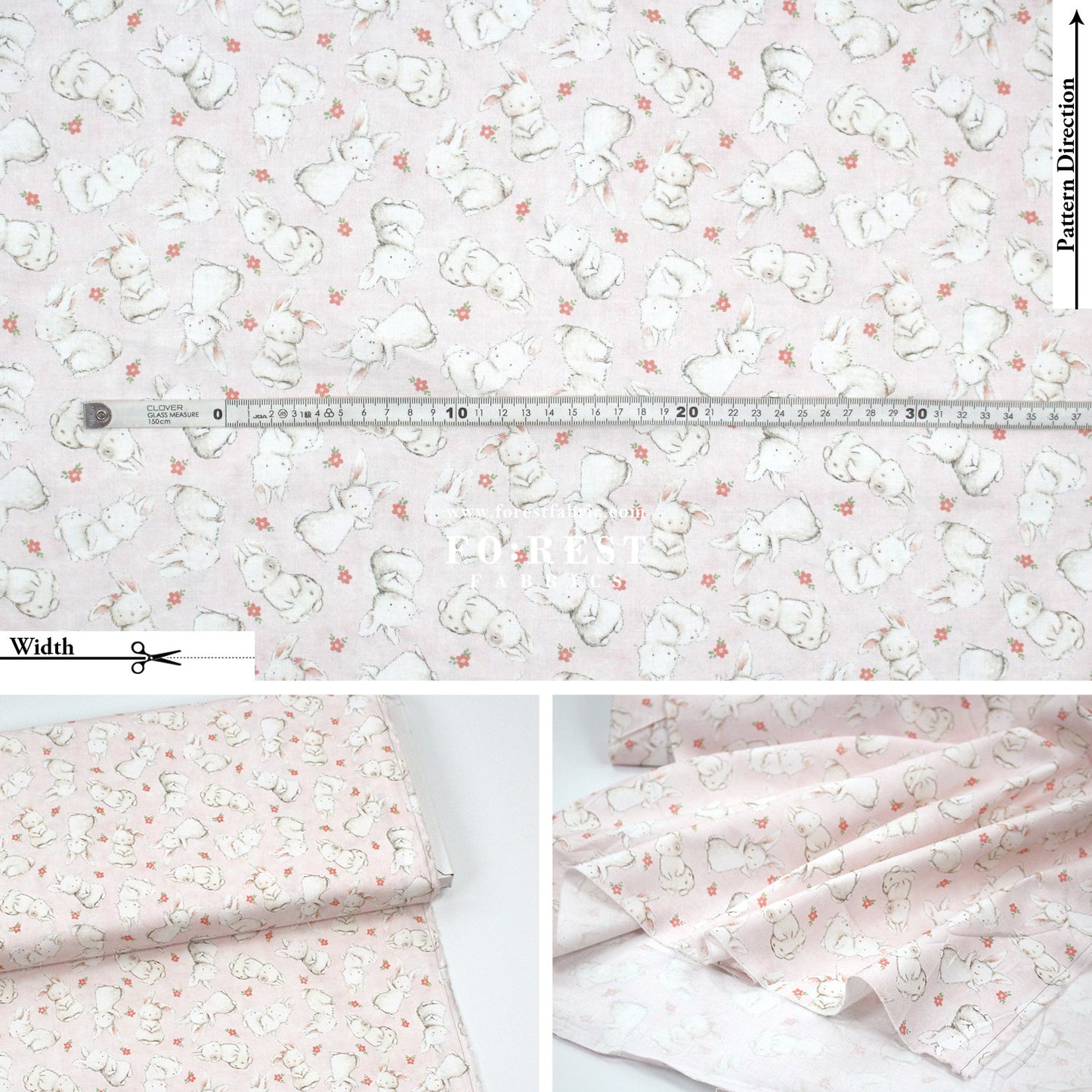 cotton - Rabbit fabric Pink