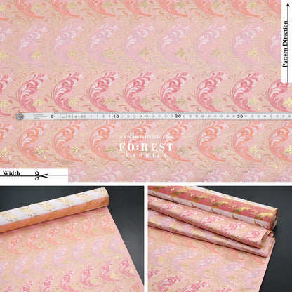 Gold Brocade - Flower fabric Pink