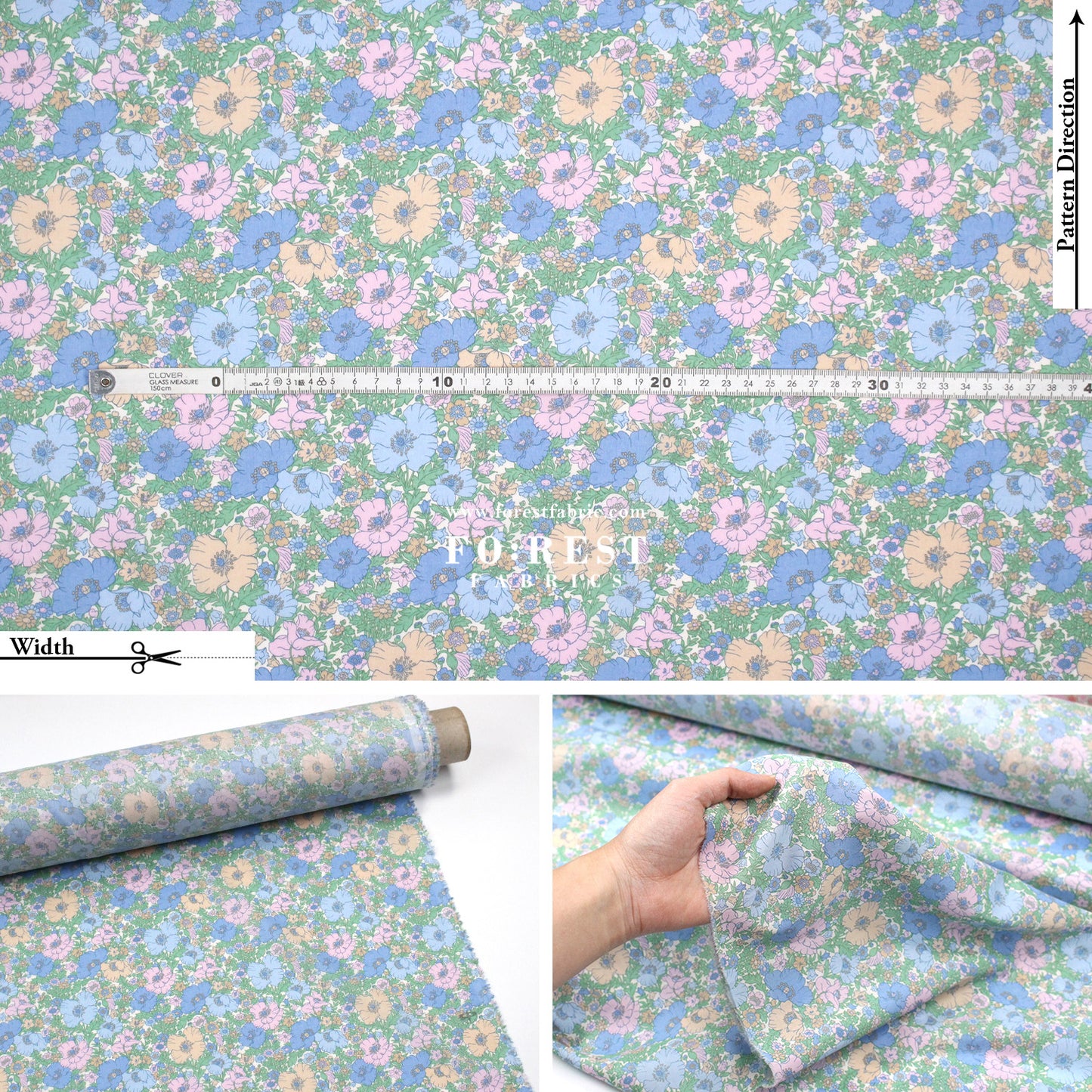 Liberty of London (Cotton Tana Lawn Fabric) - Meadow song A