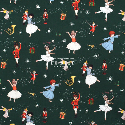 cotton - Christmas Ballerinas fabric Green