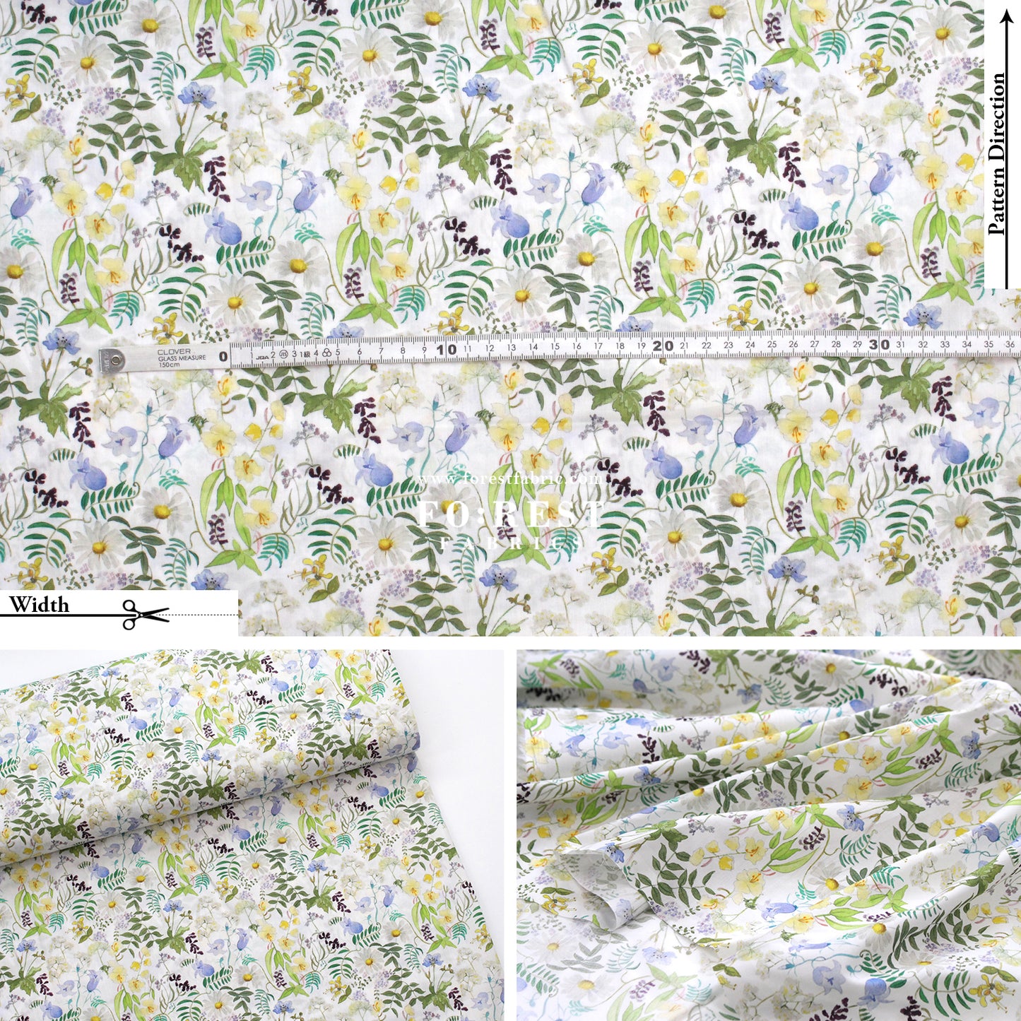 Liberty of London (Cotton Tana Lawn Fabric) - Florals Light Yellow