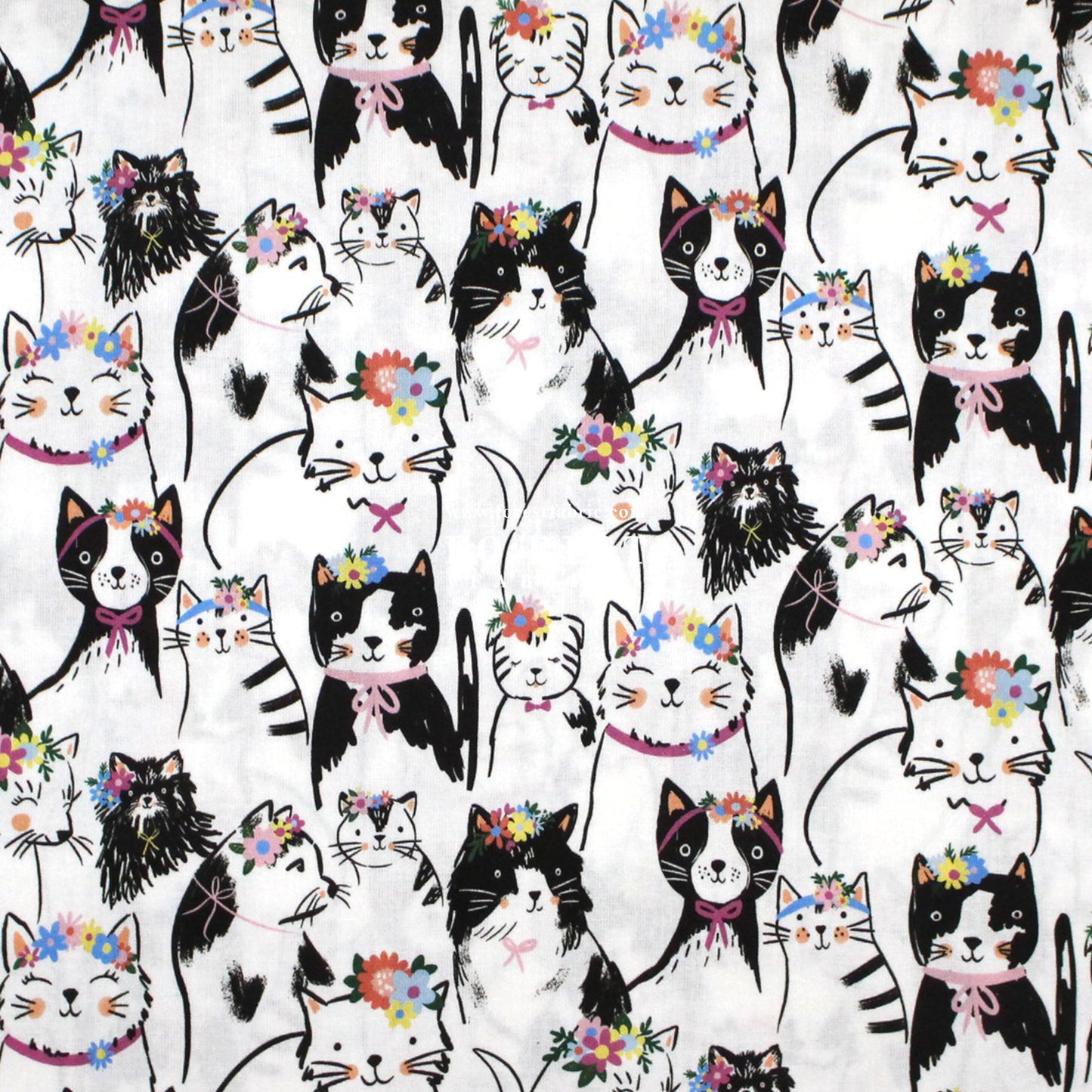 cotton - Florals Cats fabric