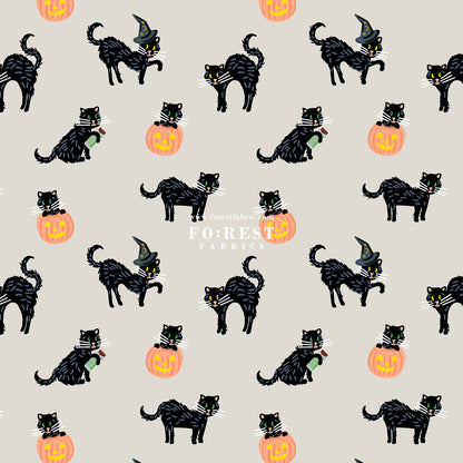 cotton - Black Cat Gray Metallic fabric