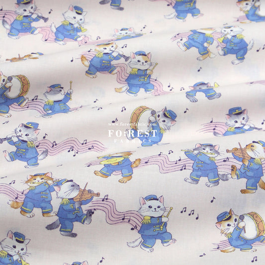 cotton - Cute Music Cats fabric Light Pink