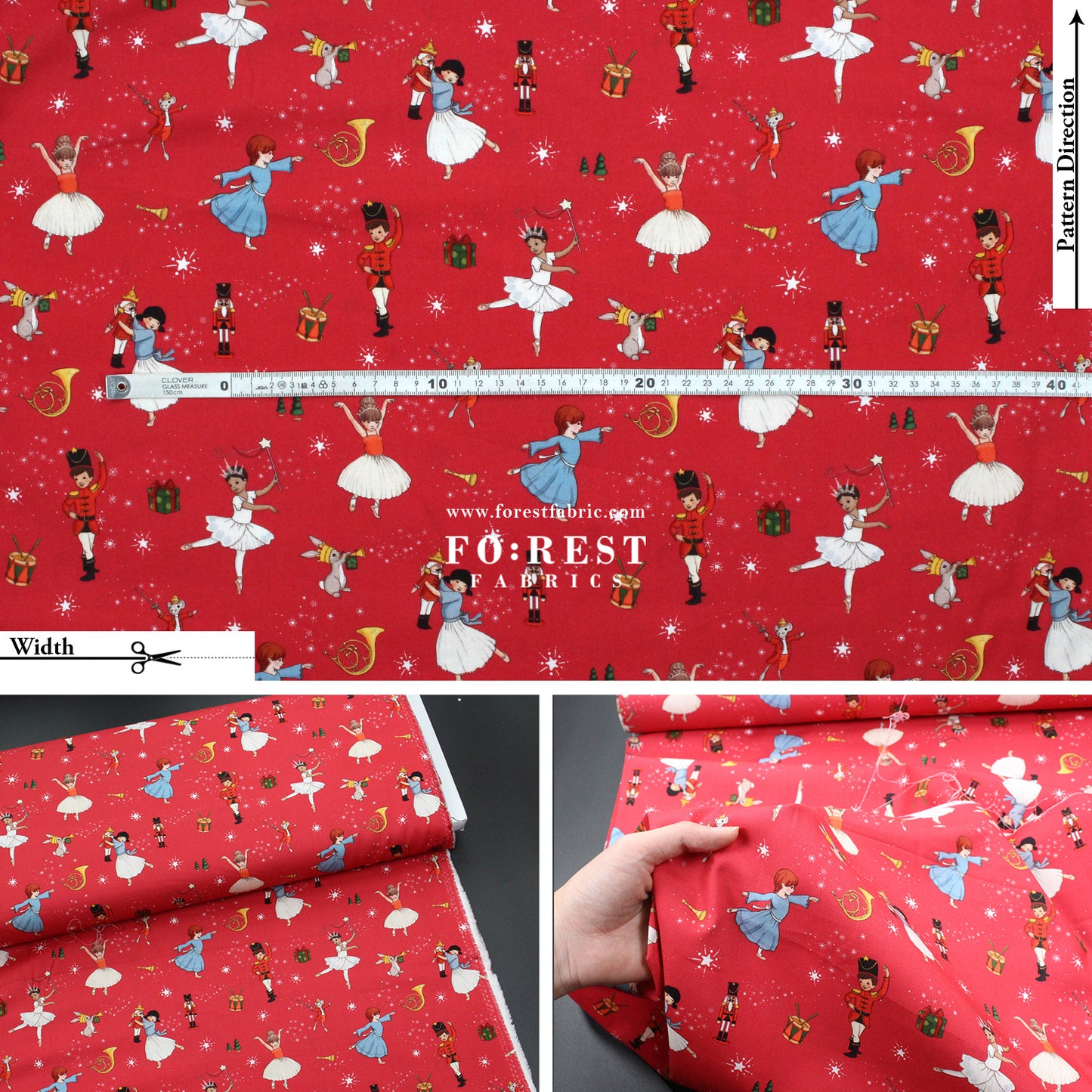 cotton - Christmas Ballerinas fabric Red