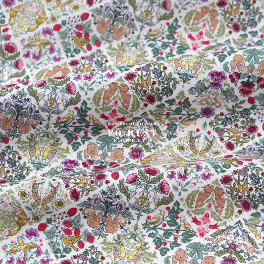 cotton - Art Nouveau Little Forest fabric Natural