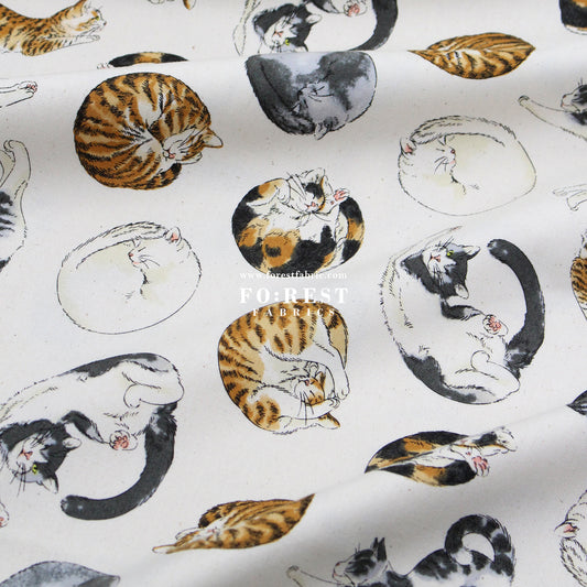 oxford - Lazy Cats fabric Natural