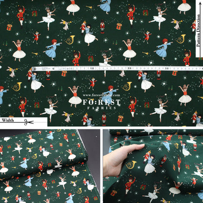 cotton - Christmas Ballerinas fabric Green