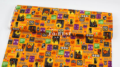 cotton - Halloween CATS fabric Orange