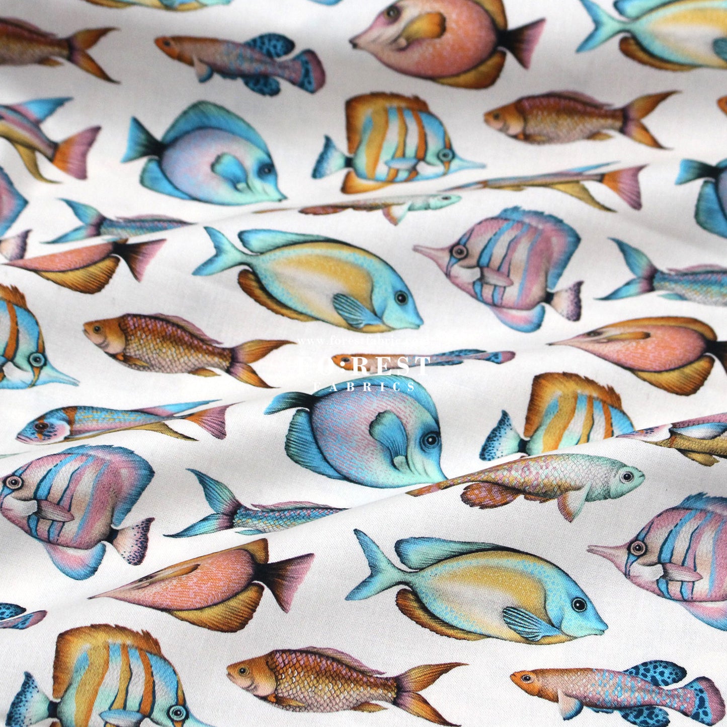 cotton - Tropical fish fabric Cream