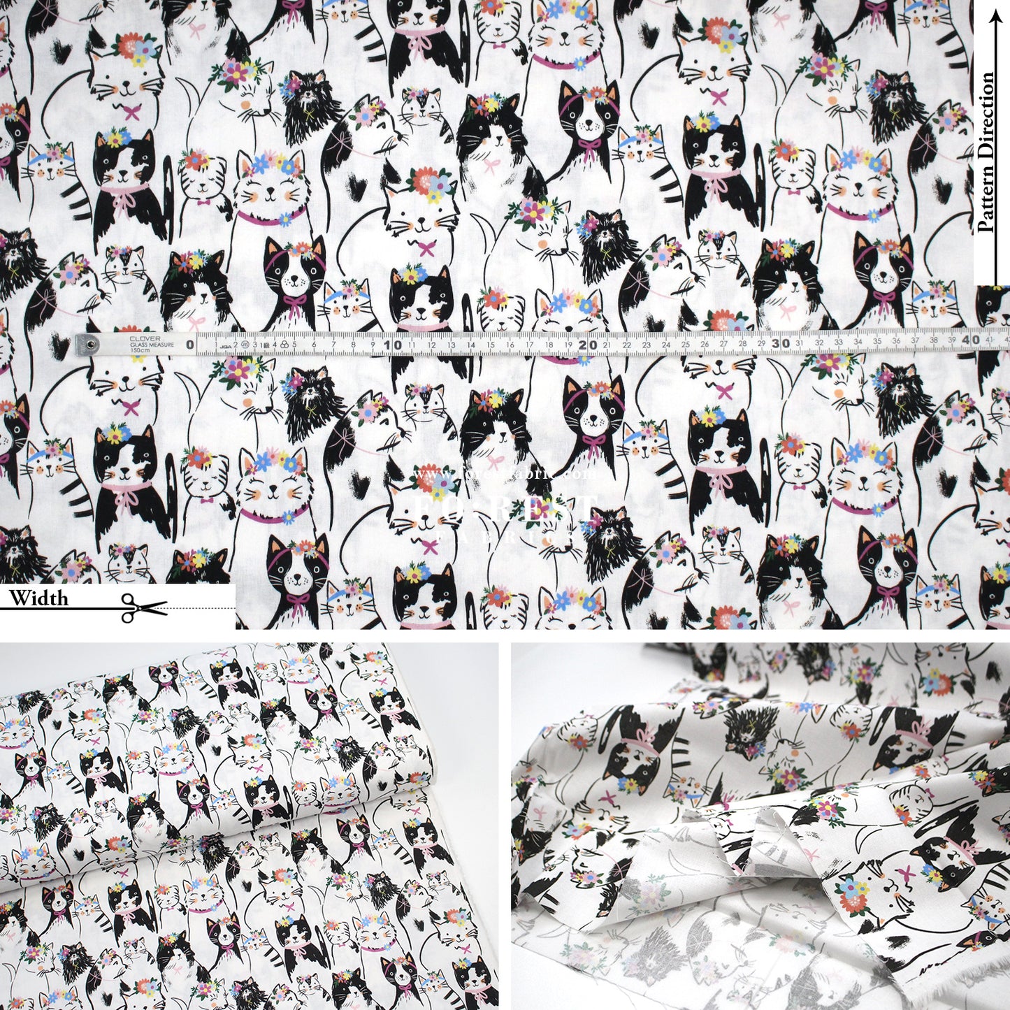 cotton - Florals Cats fabric