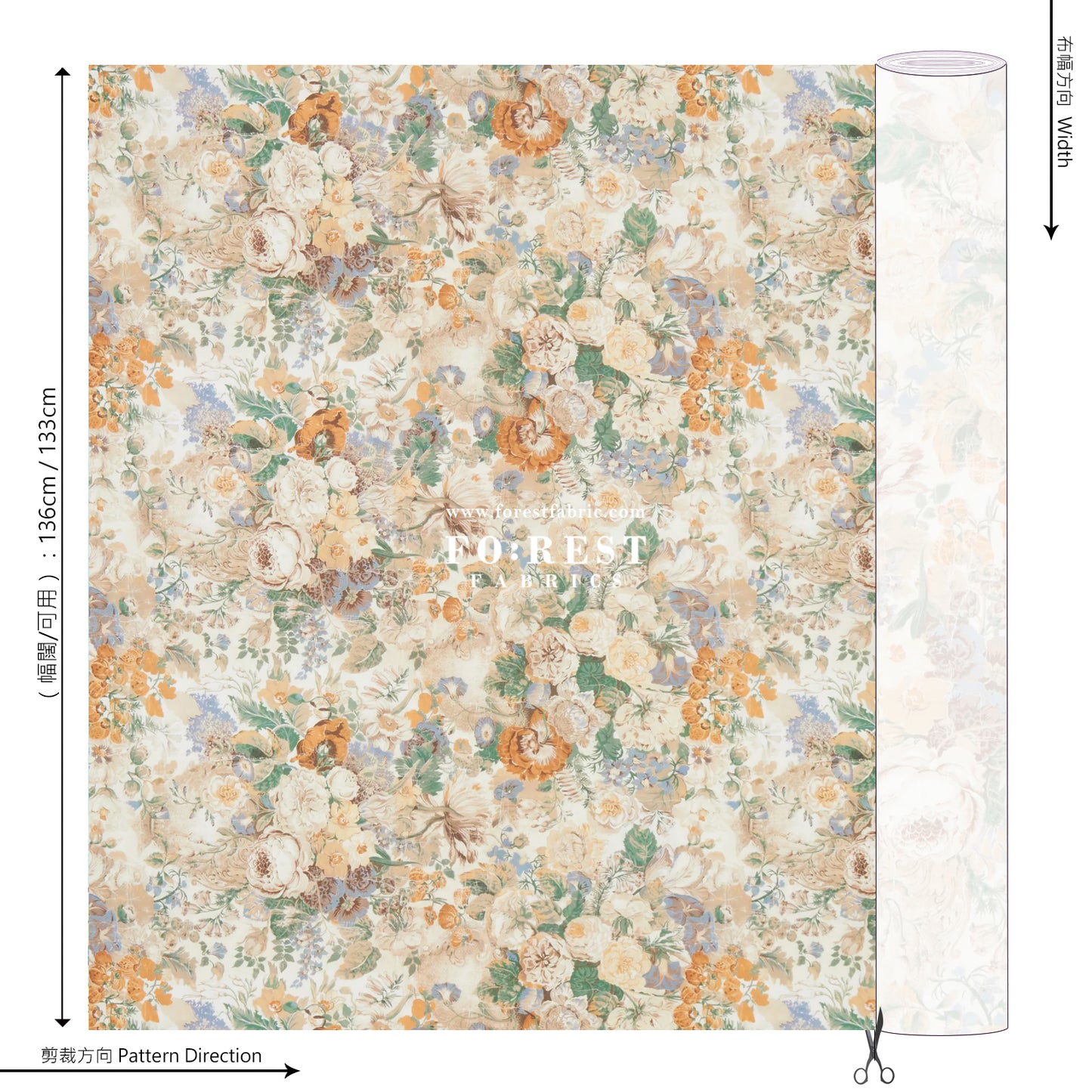 Liberty of London (Cotton Tana Lawn Fabric) - Parchment Petals C