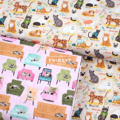 cotton - Lounge Cats fabric