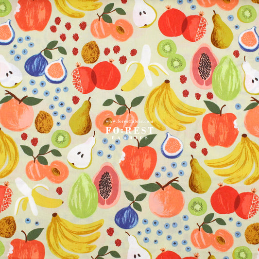 cotton - orchard Fruit Stand - Cream fabric