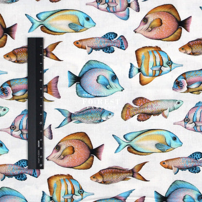 cotton - Tropical fish fabric Cream