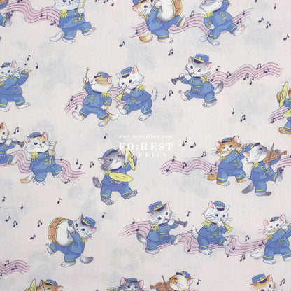 cotton - Cute Music Cats fabric Light Pink