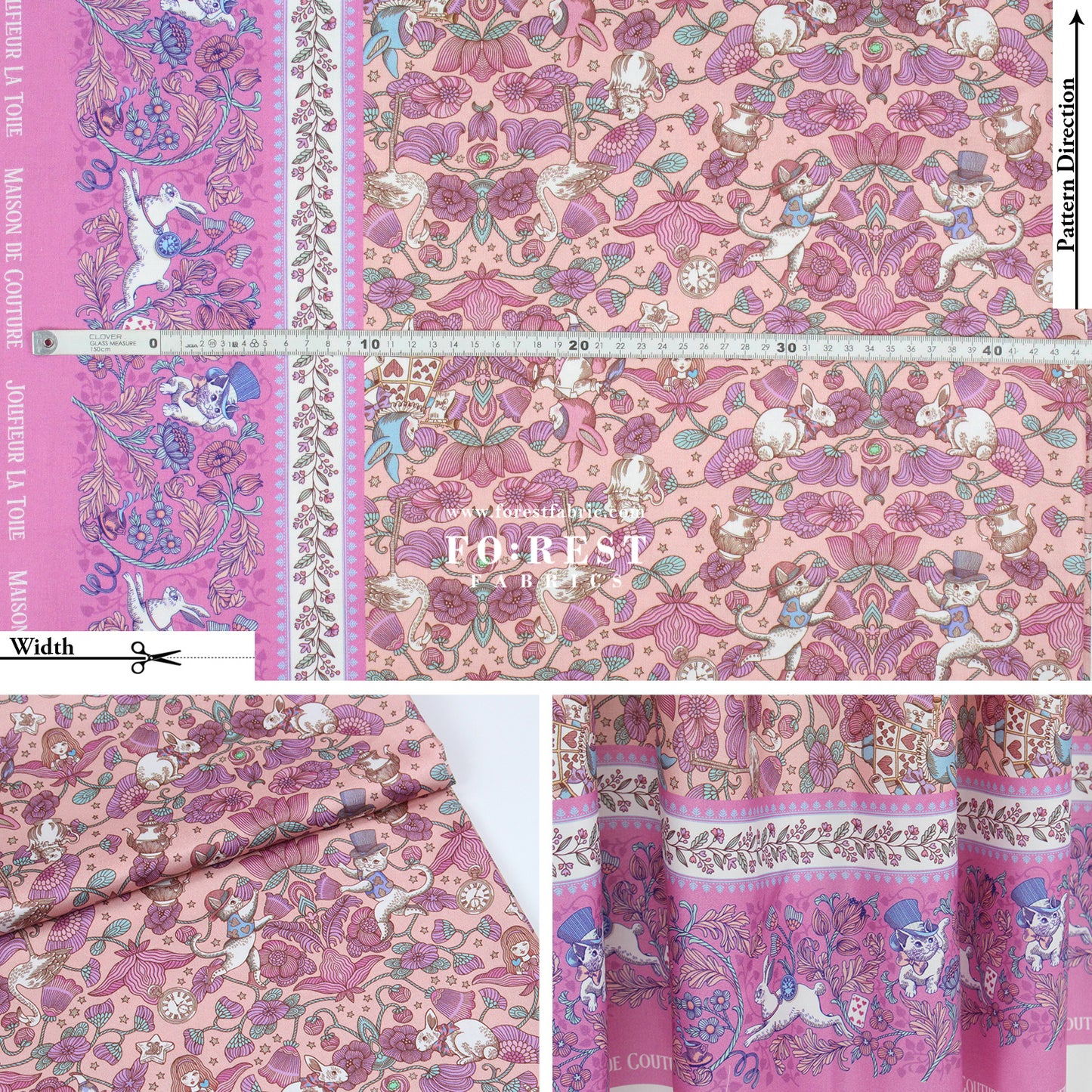 Satin Super Cotton - JoliFleur Poisonberry Thief fabric PINK