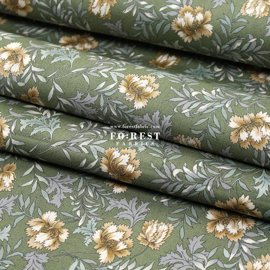 cotton - Dried Flowers fabric Moss