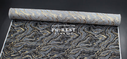 Gold Brocade - Marble II fabric BlackGray