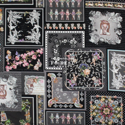 Satin Super Cotton - JoliFleur Itoi patchwork fabric Black