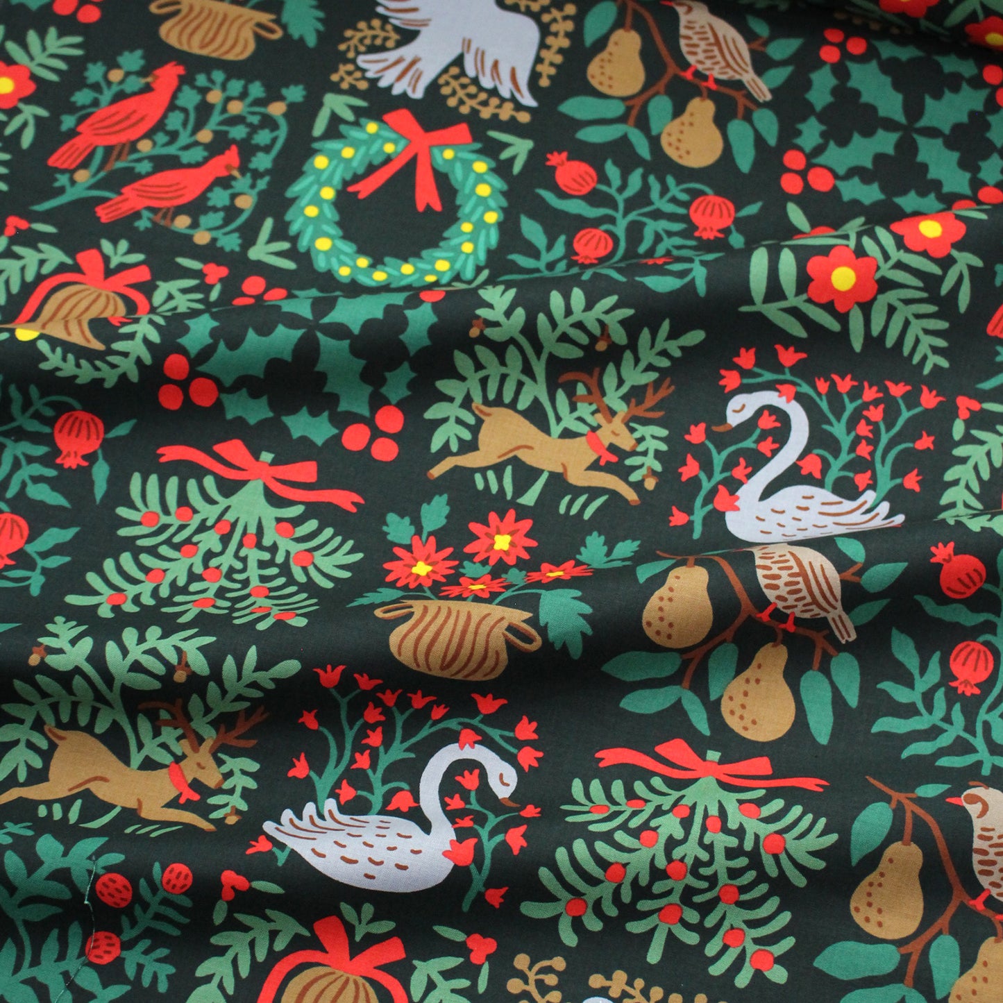 cotton - Holiday Tapestry Green Large fabric