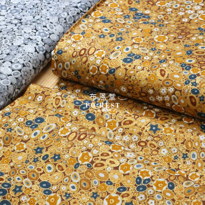 Cotton - Gustav Klimt Jewel Ovals Metallic Fabric Gold