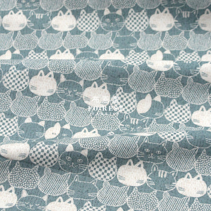 Cotton - Lightly Brushed Cats Fabric Green 湖水綠 Cotton