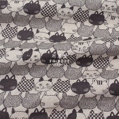 Cotton - Lightly Brushed Cats Fabric Natural 米白 Cotton