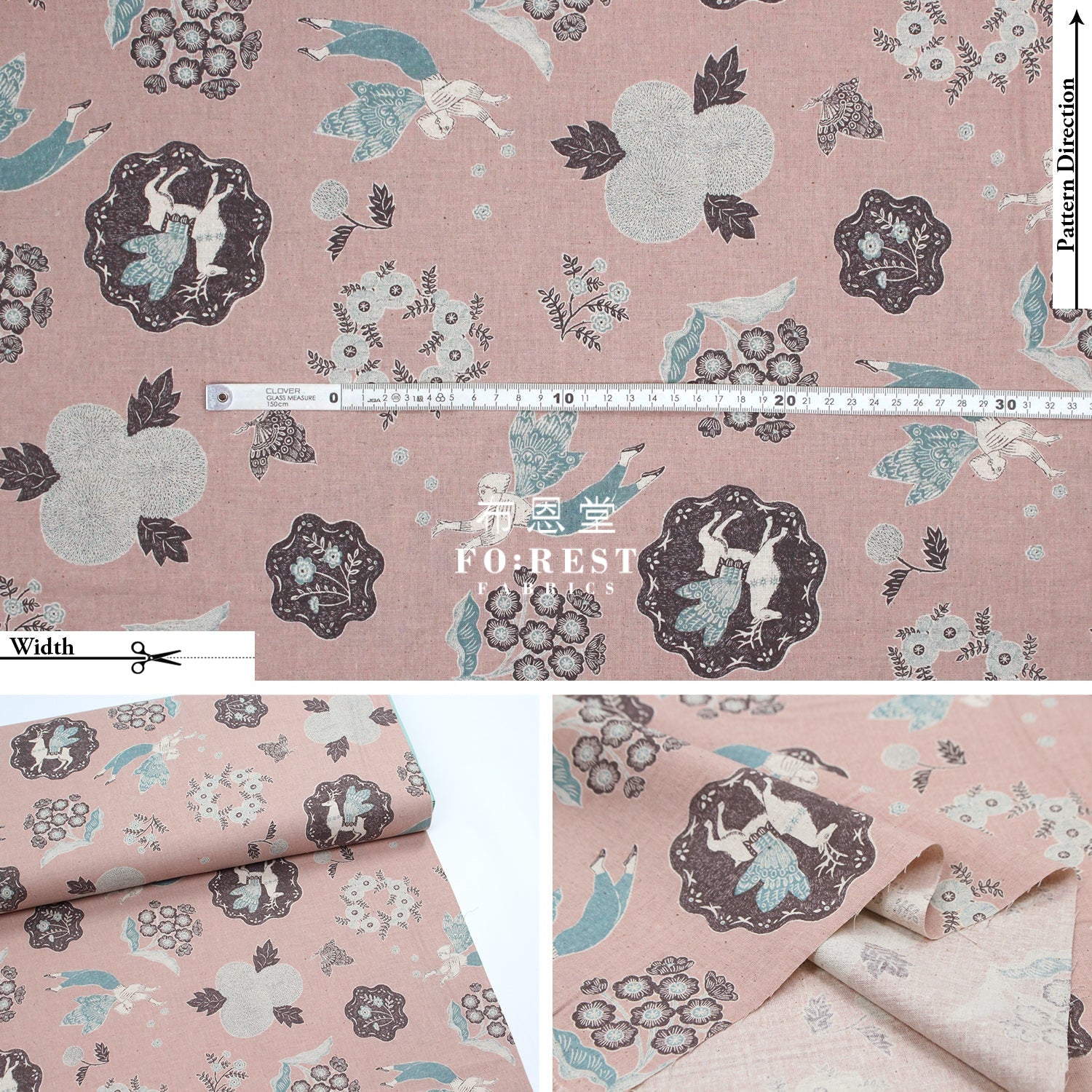 Cotton Linen - Garden Sanae Sugimoto Fabric Pink