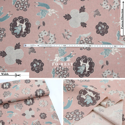 Cotton Linen - Garden Sanae Sugimoto Fabric Pink