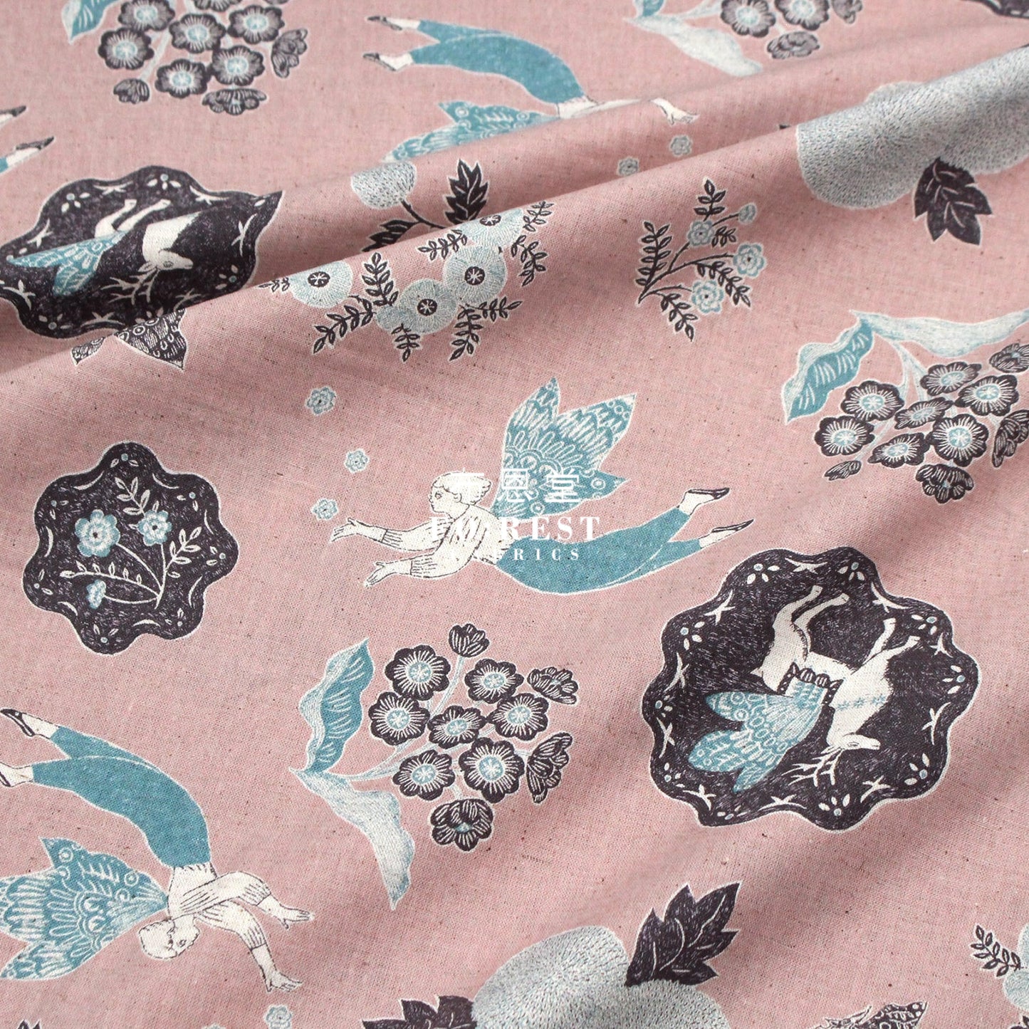 Cotton Linen - Garden Sanae Sugimoto Fabric Pink