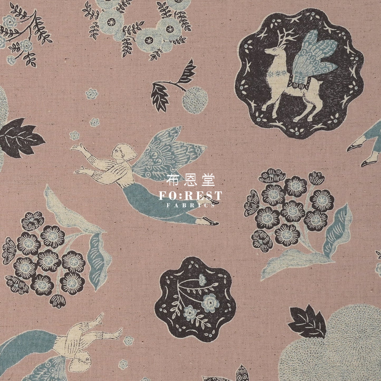 Cotton Linen - Garden Sanae Sugimoto Fabric Pink