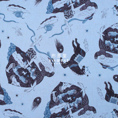 Cotton Linen - Vacation Sanae Sugimoto Fabric Blue