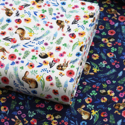 Cotton - Rabbit Flower Fabric