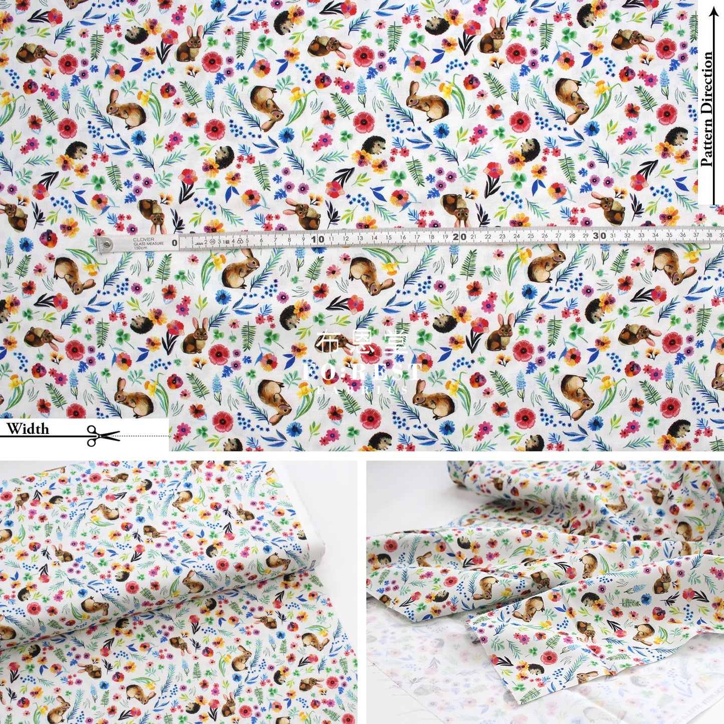 Cotton - Rabbit Flower Fabric