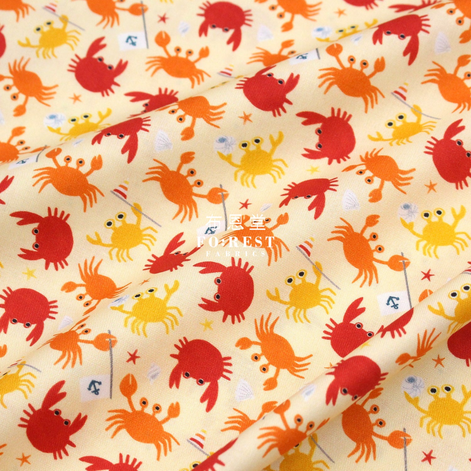 Cotton - Summer Beach Crabby Grabbers Fabric