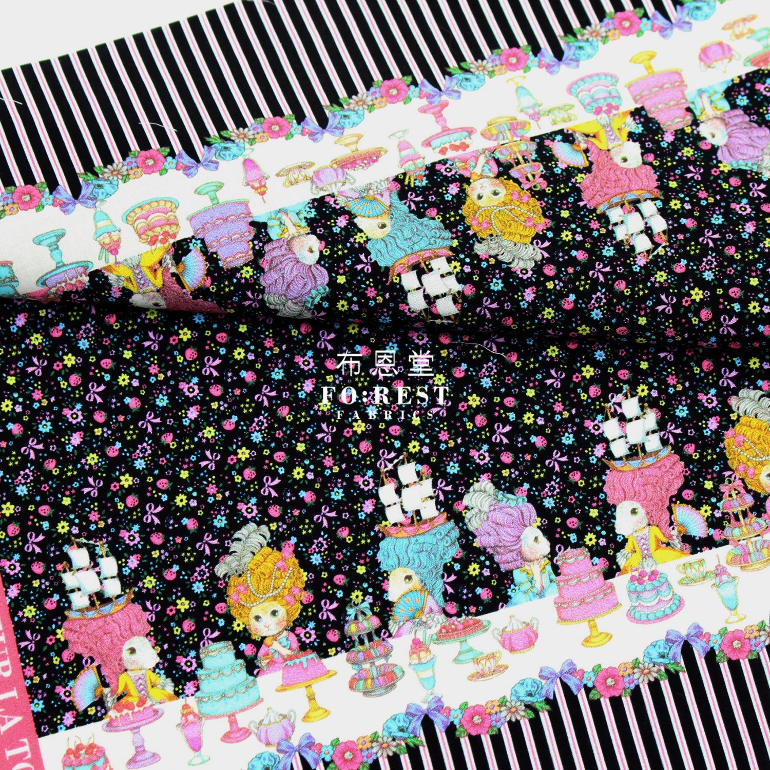 My Little Tailor - Lawn Cats Banquet Story D Black Fabric