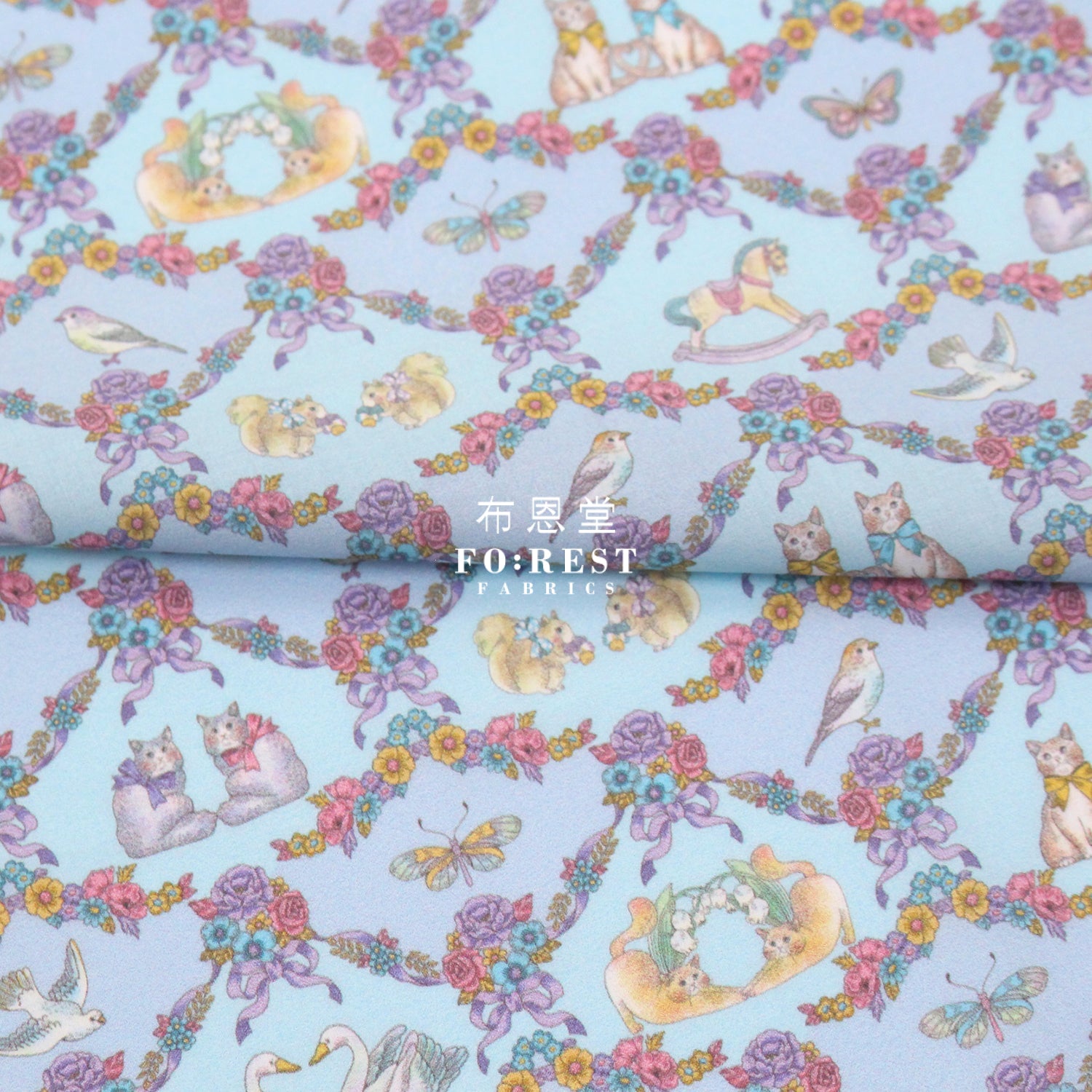 My Little Tailor - Lawn Cats Flower And Fairies C Fabric