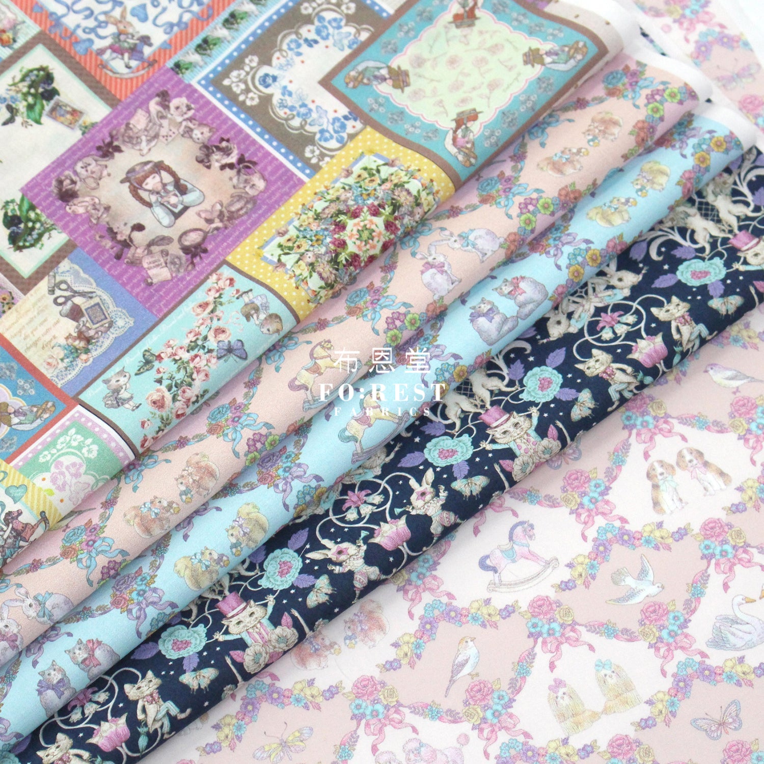 My Little Tailor - Lawn Cats Flower And Fairies Fabric