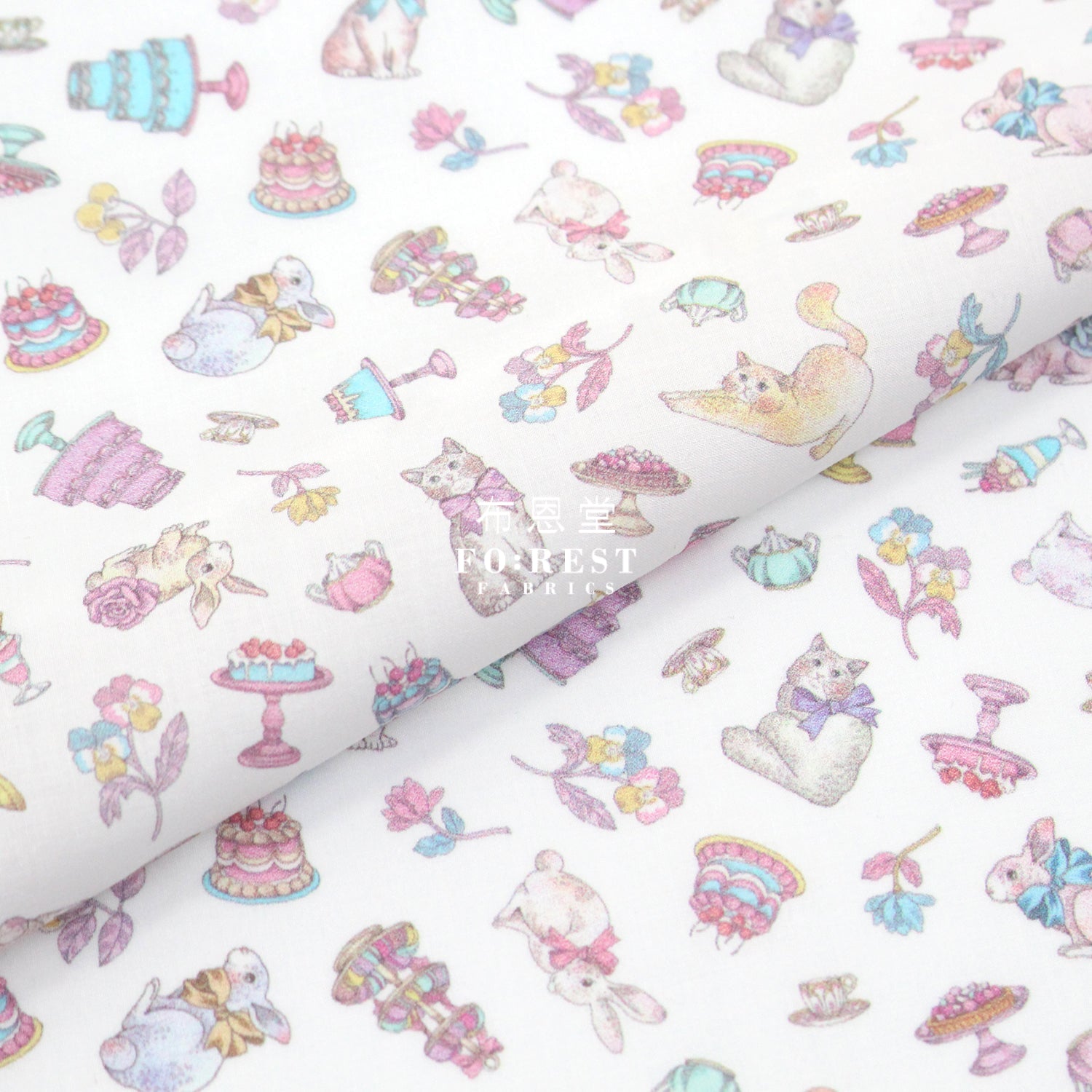 My Little Tailor - Lawn Cats Sweets Paradise B Fabric