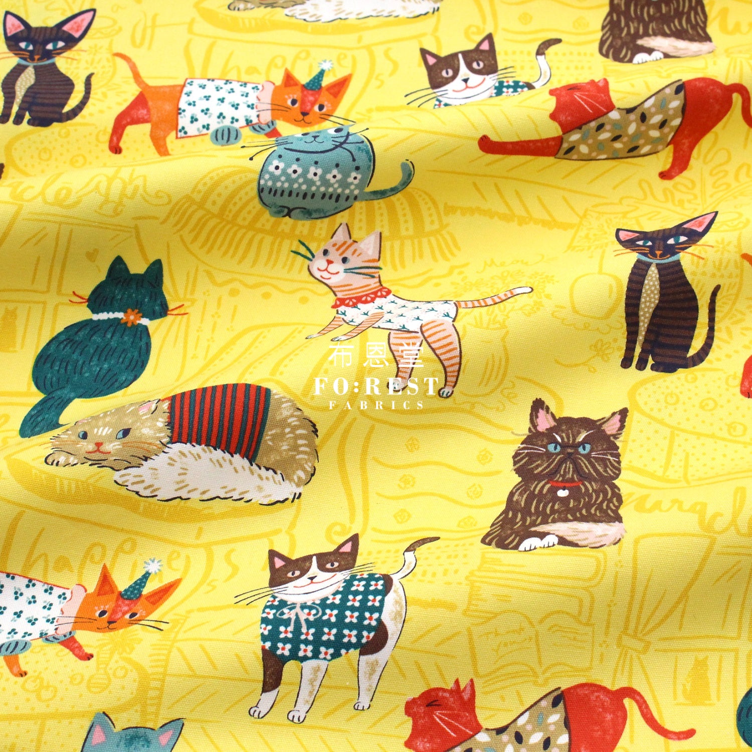 oxford - Powerful animal Cats fabric Yellow – FO:REST Fabric 布恩堂