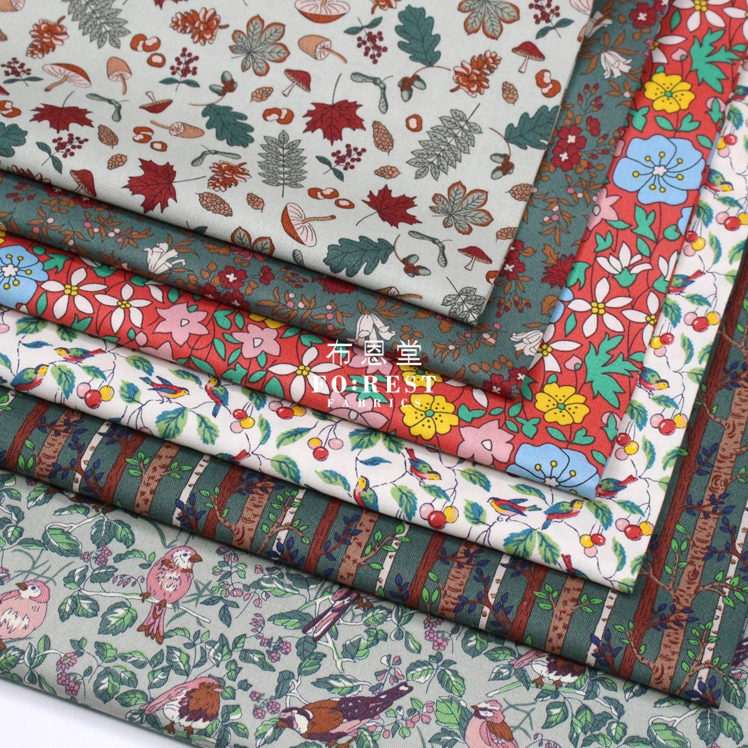 Quilting Liberty - Morning Birdsong B – FO:REST Fabric 布恩堂