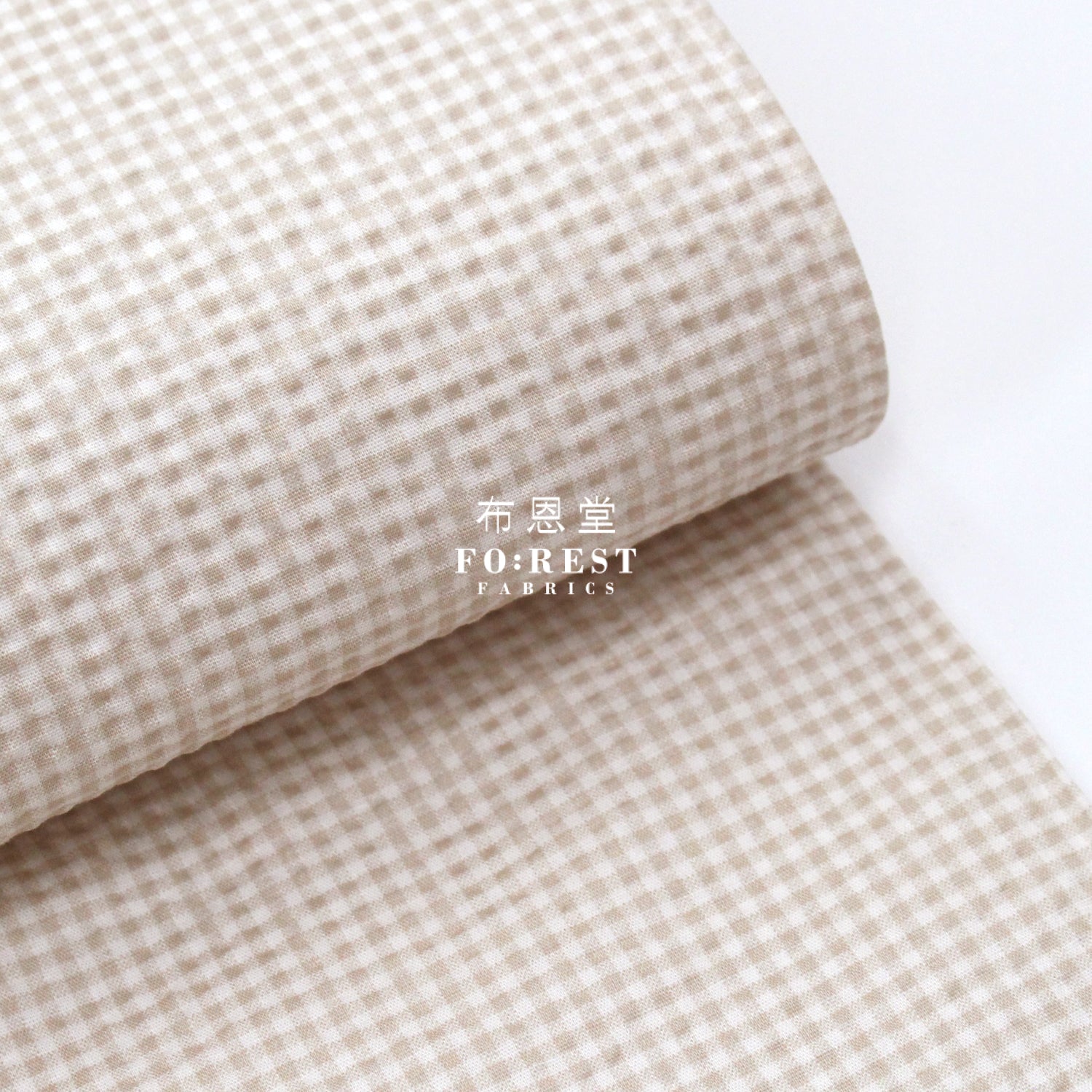 Seersucker Cotton - Checkered Fabric 泡泡棉 Khaki 卡其 Cotton