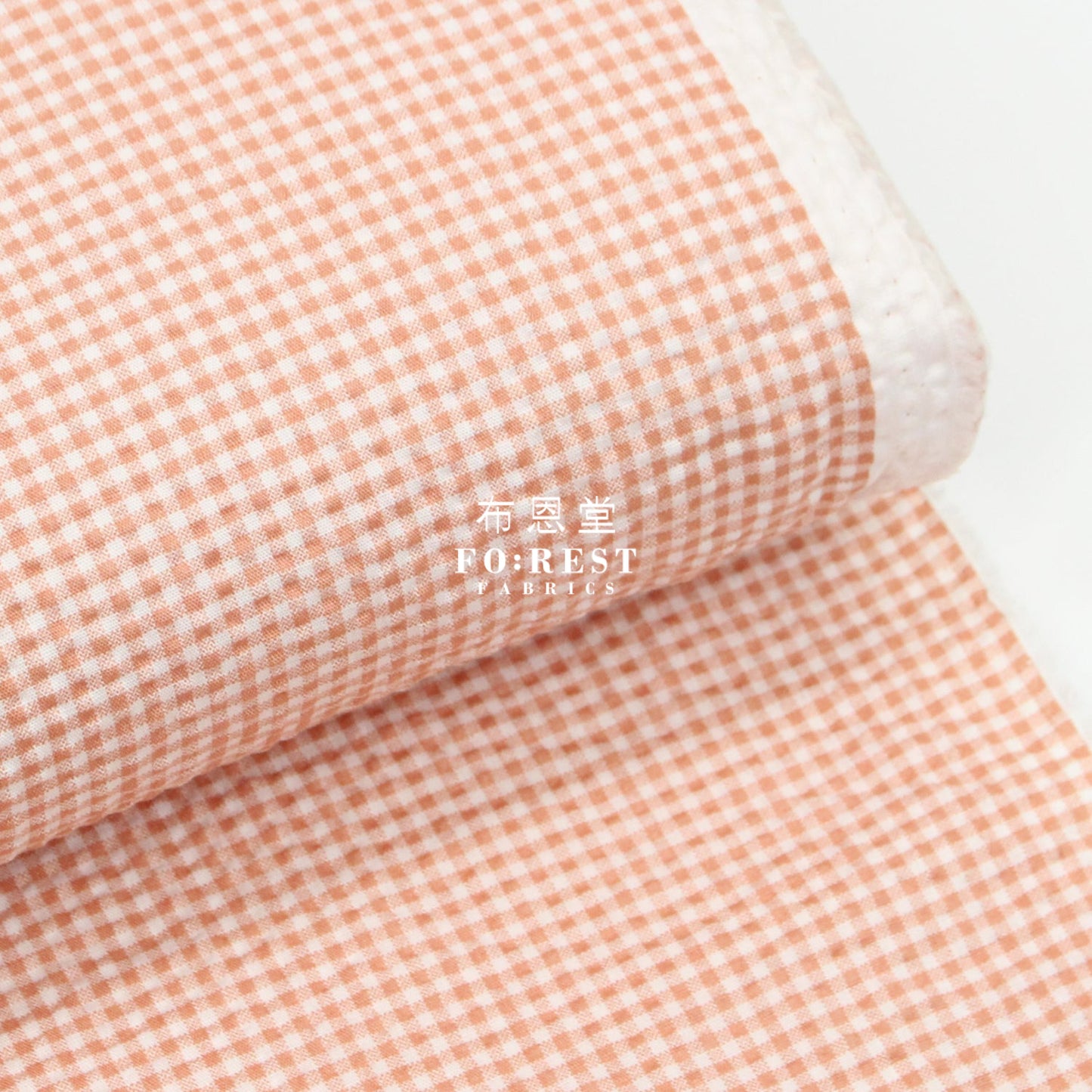 Seersucker Cotton - Checkered Fabric 泡泡棉 Orange 橙 Cotton