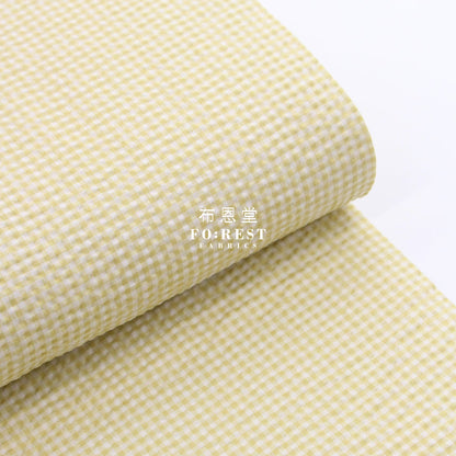 Seersucker Cotton - Checkered Fabric 泡泡棉 Yellow 黃 Cotton